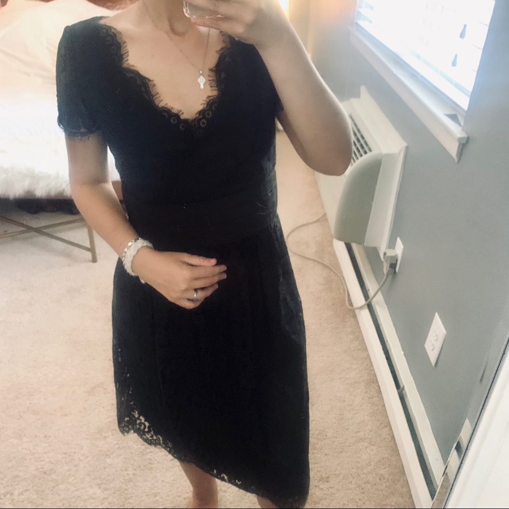 Eliza J black lace empire waist dress